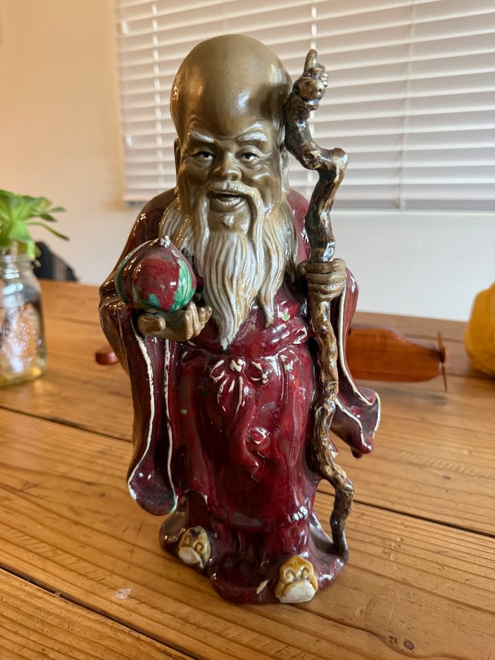 Glazed ceramic Shouxing figure, front view